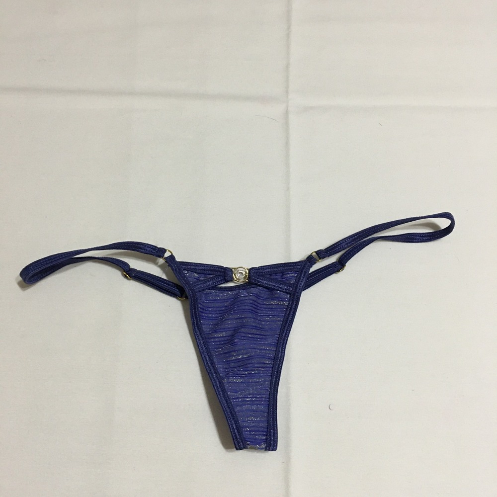 Wicked Weasel Thong Womens Small Blue Metallic Lurex Strappy